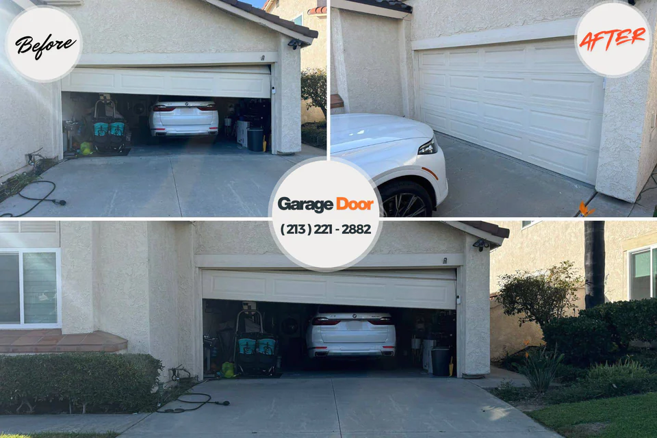 Before and after: garage door repair Key Center, WA